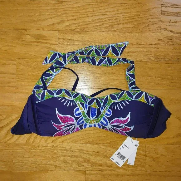 NWT Trina Turk Lotus Batik Bandeau Bikini Top & Reversible Bikini Bottom. 8 - Picture 5 of 10